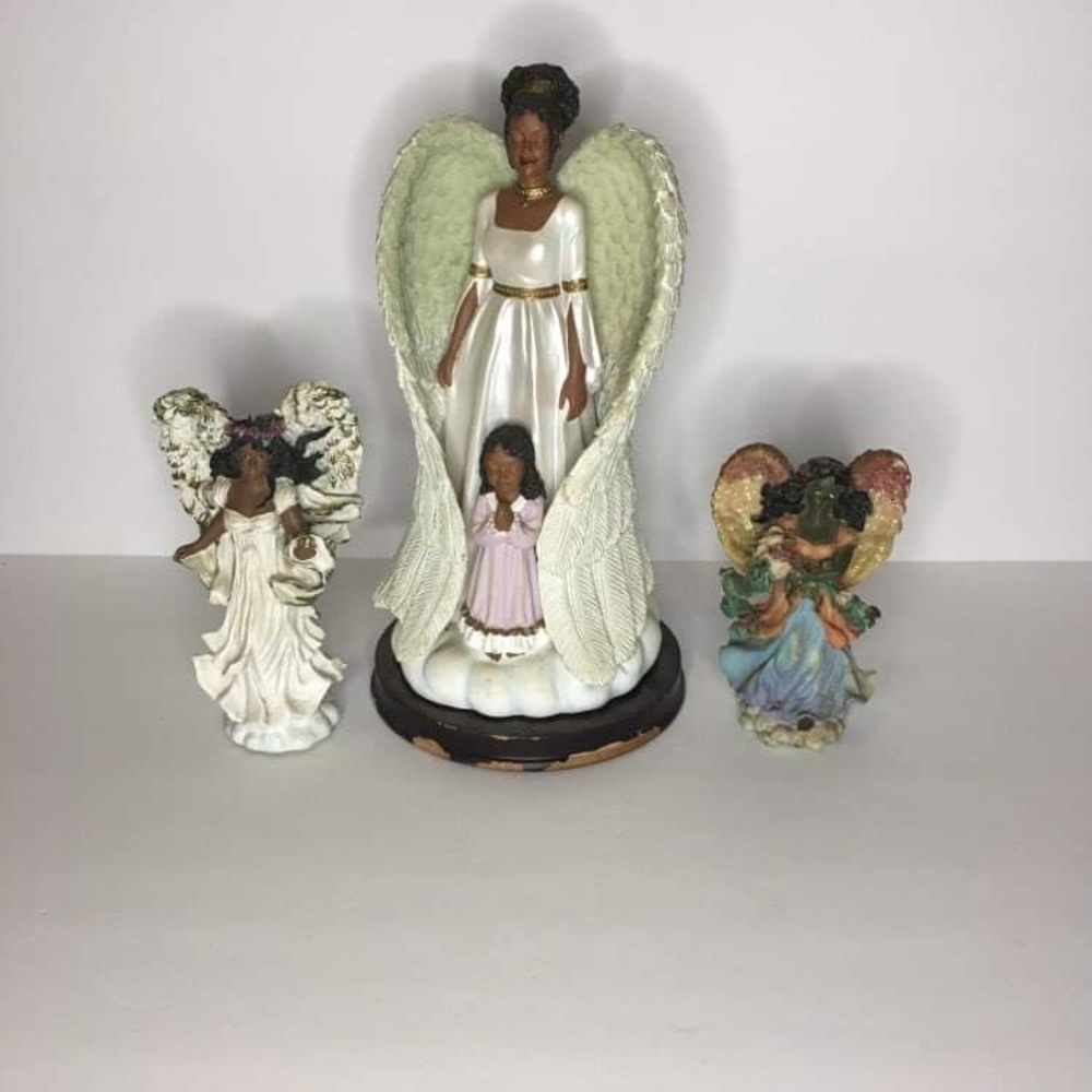 3 Piece Black Angel Figurine Set